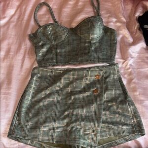 Plaid Green Skort Set